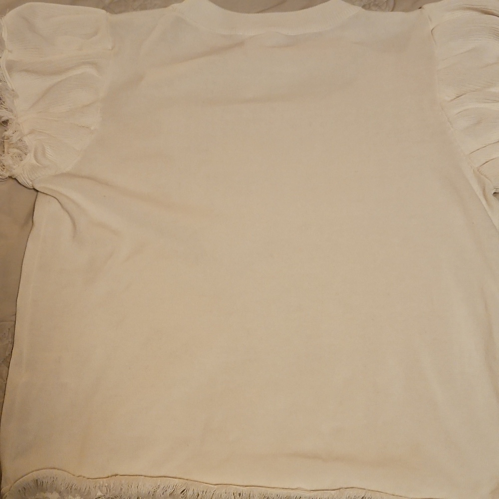 THML Cream Ruffle Sleeve Tee - Picture 10 of 10